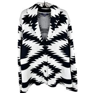 Bold Navajo Knit Cardi — Chaps Blue Label XL Cozy Blanket Style